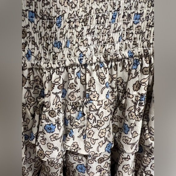 Livaceous Blue & Tan Floral Cropped Long Sleeve & Skirt set Size: M - Picture 2 of 3